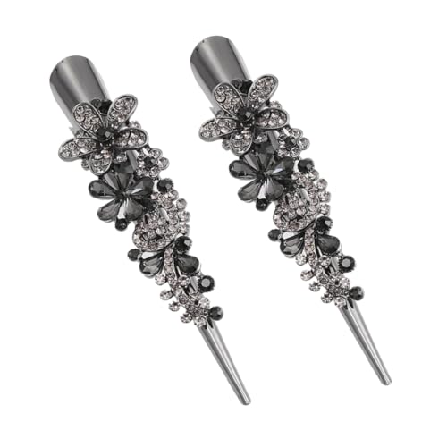 Hemobllo 2stücke Blumenhaarspangen Aus Metall Mit Strasssteinen Vintage-design Haarschmuck Für Mädchen Und Frauen Entenschnabel-clips Haarstyling-accessoires von Hemobllo