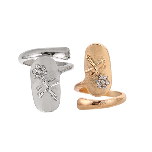 Hemobllo 2stücke Nagelringe Für Frauen Nail Art Strass Nägel Schmuck Fingertip Ringe Damen Nagel Dekorationen Modern Nail Art von Hemobllo