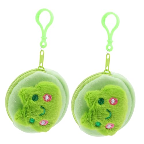 Hemobllo 2stücke Cartoon-münzgeldbörse Aus Plüsch Einzigartiges Design Für Kleine Gegenstände Tragbare Kopfhörertasche Wechselgeldbörse Kompakte Schlüsselanhänger-münztasche Für von Hemobllo