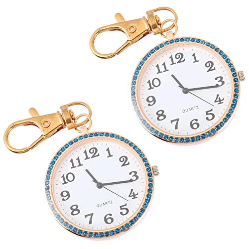 Hemobllo 2stücke Taschenuhr Mit Strass Verzierung Clip Schlüsselanhänger Für Und Medizinisches Personal Große Ziffern Für Einfache Zeitablesung Unisex Design Roségold von Hemobllo