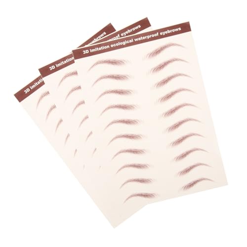 Hemobllo 3 Blätter Wasserfeste Augenbrauen Sticker Braun Realistische Haarstruktur Schnelles Makeup Zubehör für Natürlich Volle Brauen Hautfreundliche Transfer Tattoos für Langanhaltendes von Hemobllo
