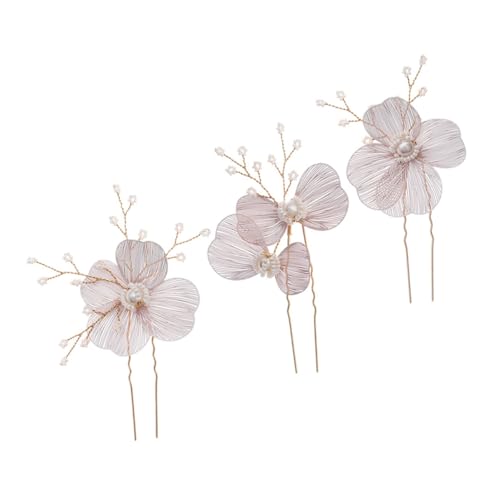 Hemobllo 3 Stück Handgefertigtes Perlen Haarband Goldfarbene Hochzeit Haarschmuck Förmige Haarnadeln Braut Styling Zubehör für Hochzeitsfrisuren von Hemobllo