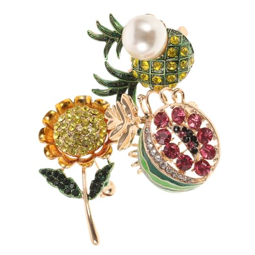 Hemobllo 3 Stück Obst Broschen Ananas Wassermelone Sonnenblume Metall Schmucknadel für Damen Strickjacke Cardigan Vielseitige Anstecknadeln für Alltag und Studenten von Hemobllo