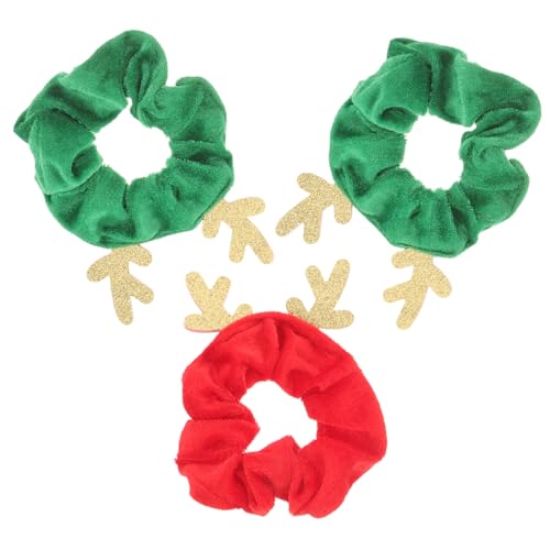 Hemobllo 3 Stück Teiliges Elch Haargummis Weihnachts Haarschmuck aus Samt Dekorative Weiche Haarbänder für Mädchen Festliche Ponytail Holder in Bunten Farben Geeignet für Zufällige Farbe von Hemobllo