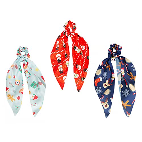 Hemobllo 3 Stück Teiliges Haarringe mit Weihnachts Schleifenband Elastische Haarseile für Damen Festliche Haaraccessoires mit Schneeflockenmotiv Vielseitig für Alltag und Weihnachtsfeiern von Hemobllo