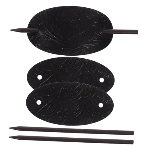 Hemobllo 3 Stück Teiliges Leder Haarspangen mit Holzstab Rutschfester Dutt Halter für Damen Schonend zu Langem Welligem und Lockigem Haar Einfach zu Tragen Fixieren von Hemobllo