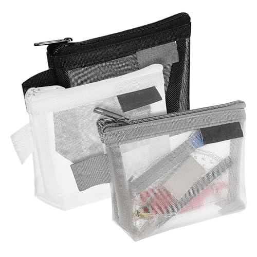 Hemobllo 3 Stück Teiliges Mesh Coin Purse Kleine Netzgeldbörsen mit Sicherem Reißverschluss Halbdurchsichtig Vielseitig für Münzen Kosmetikartikel Kompakt und Tragbar von Hemobllo