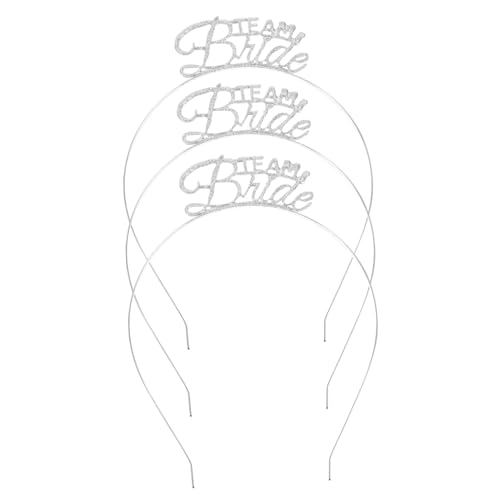 Hemobllo 3 Stück Teiliges Silbernes Haarreifen für Damen Metallischer Haarreif Single Party Haarband Rutschfeste Haarschmuck Accessoires für Junggesellenabschied und Team Bride Events von Hemobllo