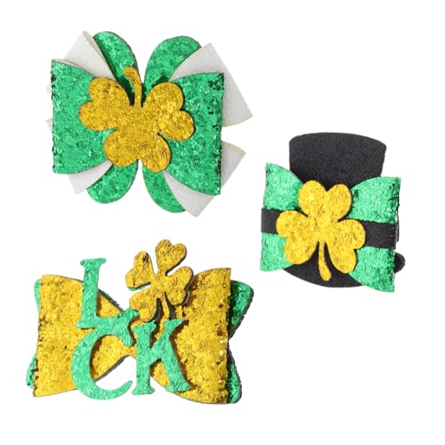 Hemobllo 3 Stück Teiliges St Patricks Day Haarspangen mit Grünem Kleeblatt und Schleife Starke Haarklammern für Mädchen Festliche Irische Haaraccessoires für Party und Alltag von Hemobllo