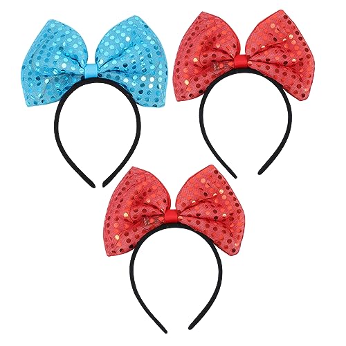 Hemobllo 3 Stück Teiliges Weihnachts Haarband mit Leuchtender Pailletten Schleife Weiches Stirnband Komfortabel und Modisch für Partys Geburtstage und Alltag Zufällige Zufällige Farbe von Hemobllo