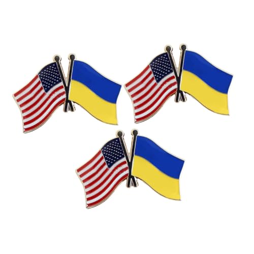 Hemobllo 3 Stück US Doppel Flaggenbrosche aus Langlebiger Legierung Rostbeständiger Ansteckpin für Kleidung Vielseitiges Abzeichen für Jacken Taschen Modisches Accessoire von Hemobllo