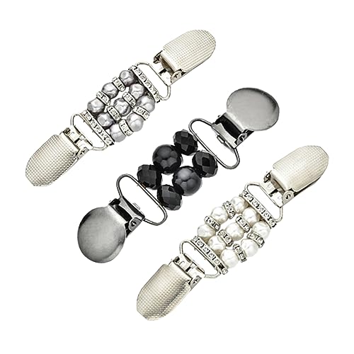 Hemobllo 3 Stück Vintage Strickjacken Clips mit Perlenbesatz Schal und Cardigan Verschlüsse Leichte Dekorative Klammern für Damen Schutz vor Verrutschen Vielseitig Einsetzbar bei Blusen von Hemobllo