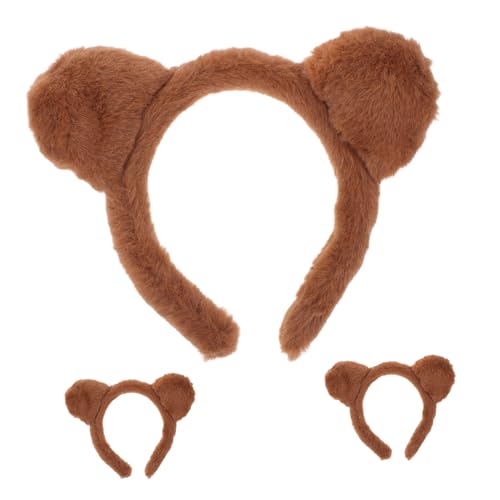 Hemobllo 3stücke Bären Stirnband Mit Ohren Aus Plüsch Für Erwachsene Braun Cosplay-kostüm-party-zubehör Haarreif Für Urlaubspartys von Hemobllo