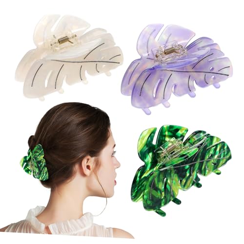 Hemobllo 3stücke Haarklammern Für Frauen Rutschfeste Kralle Mit Elegantem Blattdesign Starker Griff Für Dickes Haar Vielseitige Haaraccessoires in Grün Und Weiß von Hemobllo