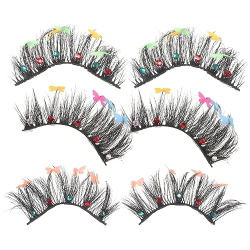 Hemobllo 3paare Künstliche Wimpern Wimpernverlängerungen Mit Schmetterlingsdekor Falsche Wimpern Make-up-zubehör Für Frauen Teenager Mädchen Leicht Zu Tragen Nicht Leicht Zu Verformen von Hemobllo
