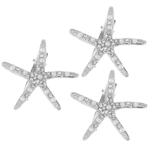Hemobllo 3stücke Dekorative Strass-haarspange Für Damen Seestern-haarspange Haarschmuck-clips Strass-haarnadel Haarspangen Für Braut Kopfschmuck Haarspangen Für Frauen von Hemobllo