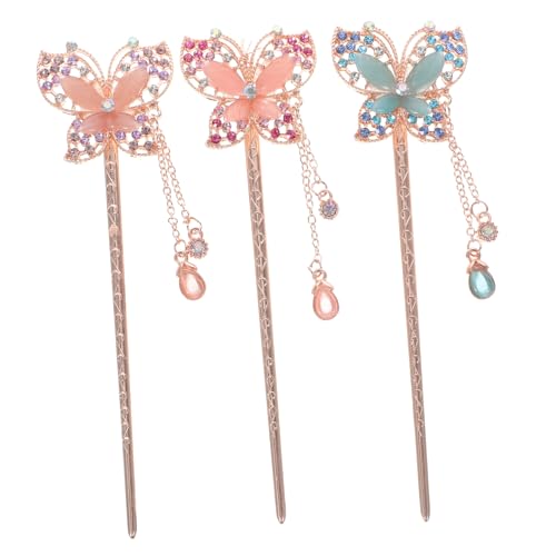 Hemobllo 3stücke Haarstäbe Aus Legierung Mit Schmetterlingsmuster Chinesische Haarstäbchen Für Frauen Glatte Oberfläche Passend Für Geburtstag Valentinstag Hanfu-outfit Und Modenschau von Hemobllo