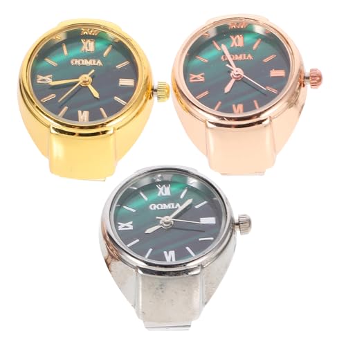 Hemobllo 3 Stück Fingeruhr Für Damen Und Herren Edelstahl Leichte Ringuhr Präzise Zeitmessung Dekorative Uhr Für Finger Geeignet Für Jeden Anlass von Hemobllo