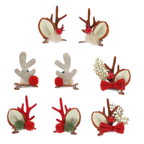 Hemobllo 4 Paare Weihnachtliche Rentiergeweih Haarspangen Festlicher Haarschmuck für Party Karneval und Fotoshooting Sicherer Halt und Bunte Xmas Dekoration für Damen und Mädchen von Hemobllo