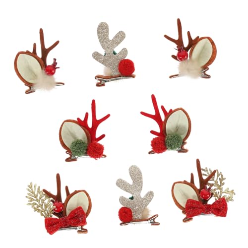 Hemobllo 4 Paare Weihnachts Haarspangen Rentier Geweih Haarklammern Antler Haarclips für Party Karneval Hochzeit Festliche Haarschmuck Damen Zubehör von Hemobllo