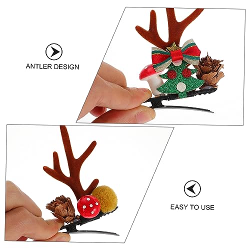 Hemobllo 4 Paare Weihnachts Haarspangen Rentiergeweih Design Niedliche Haarschmuck Clips für Damen Mädchen Party Festival Kostüm Zubehör von Hemobllo