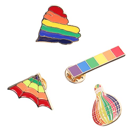 Hemobllo 4 Stück Bunte Regenbogen Broschen aus Hochwertiger Legierung Emaille Pins in Herz Heißluftballon Drachen und Rechteck Form Anstecker für Kleidung Rucksäcke Hüte für Pride Partys von Hemobllo