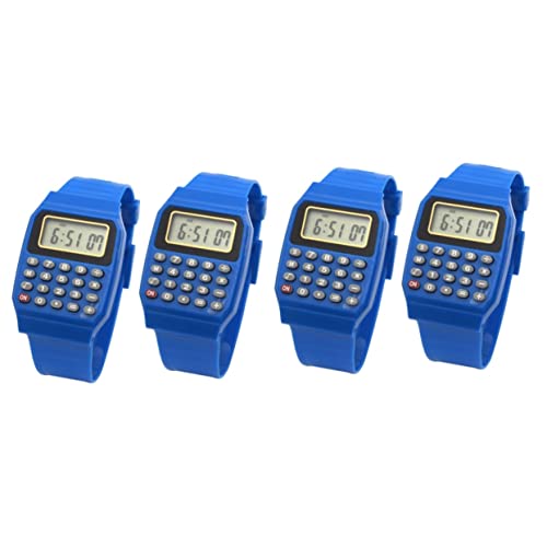 Hemobllo 4 Stück Multifunktionale Kinderuhr Rechenuhr Für Kinder Taschenrechner Digitale Herrenuhr Rechneruhren Für Herren Taschenrechner Armbanduhr LCD Bildschirm Kleinkind Handgelenk von Hemobllo