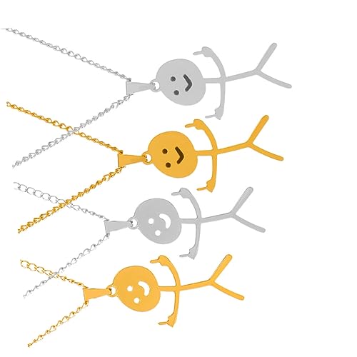 Hemobllo 4 Stück Doodle Anhänger Halskette Freundschaftsschmuck mit Gold und Weißfarben Verstellbare Halskette für Damen Modischer Langlebiger Statement Schmuck von Hemobllo