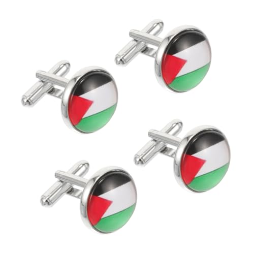 Hemobllo 4 Stück Palästina Flaggen Manschettenknöpfe für Herren Teiliges Hemdknöpfe mit Palästinensischer Flagge Stilvolle Französische Manschettenknöpfe für Anzug und Business Vielseitig von Hemobllo