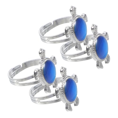 Hemobllo 4 Stück Stimmungsringe mit Schildkröten Farbwechsel bei Temperatur Unisex Emotion Ring Lustiger Temperaturring als Modisches Accessoire für Jugendliche und Erwachsene von Hemobllo