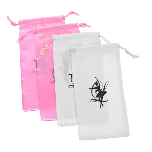 Hemobllo 4 Stück Teiliges Ballettschuh Aufbewahrungsbeutel mit Kordelzug Langlebige Tanzschuhtaschen aus Satin und Canvas Praktische Ballett Schuh Organizer für Damen und Mädchen Leicht von Hemobllo