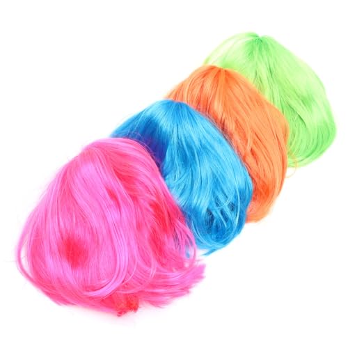 Hemobllo 4 Stück Teiliges Bunte Party Perücken Glänzende Haar Perücken Unisex Geeignet für Fasching Maskerade Cosplay und Kostümfeste von Hemobllo