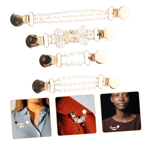 Hemobllo 4 Stück Teiliges Cardigan Clips mit Perlen Rutschfeste Strickjacken und Schalhalter Broschen für Damen Vielseitige Cinch Clips für Pullover Schals Tücher und Kleider von Hemobllo