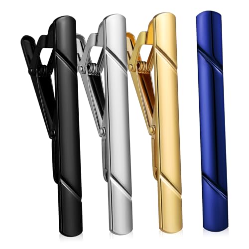 Hemobllo 4 Stück Teiliges Krawattenklammern Herren aus Metall Klassische Schräg Gemusterte Anzug Krawattennadeln Vielseitig für Business Hochzeit Party mit Geschenkbox für Stilvolle von Hemobllo