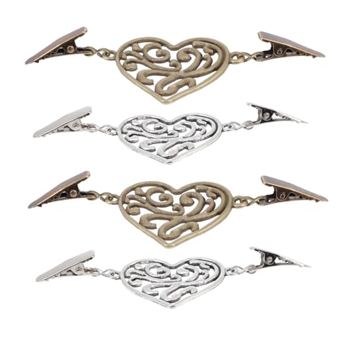 Hemobllo 4 Stück Teiliges Vintage Herzförmige Schal Clips für Pullover Cardigan Retro Schmucknadel Einfach zu Befestigen Dekorativ für Damen und Mädchen Strickjacken Verschluss Broschen von Hemobllo