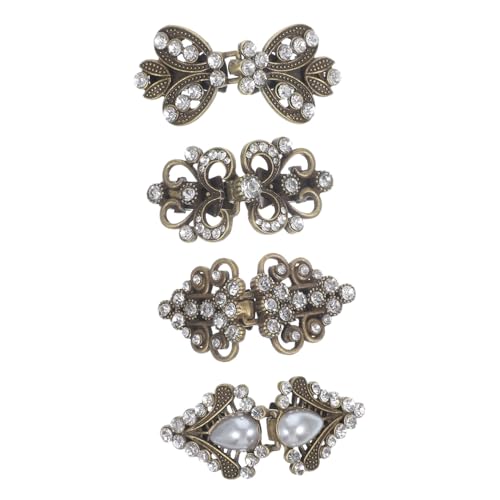 Hemobllo 4 Stück Teiliges Vintage Strickjackenclips aus Legierung Broschen für Cardigans und Umhänge Kragen und Schalhalter Einfach zu Befestigen Retro Design für Damen von Hemobllo