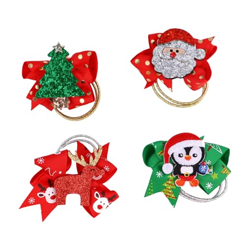 Hemobllo 4 Stück Teiliges Weihnachts Haarband für Damen und Mädchen Festliche Haargummis mit Rentier Weihnachtsmann Tannenbaum und Pinguin Wiederverwendbar Dekorativ und Auffällig für von Hemobllo