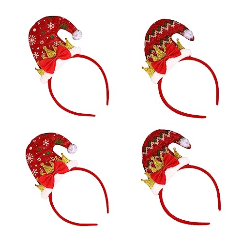 Hemobllo 4 Stück Teiliges Weihnachts Haarband für Weiche Glatte Oberfläche Langlebiges Material Festliche Mütze mit Schneeflocken und Rautendesign Wiederverwendbar und Komfortabel für von Hemobllo