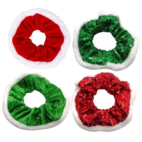 Hemobllo 4 Stück Teiliges Weihnachts Haargummi Elastisch Dehnbar Modisch Rot Grün Weihnachtlicher Haarschmuck für Damen Festliche Frisuren bei Party Alltag und Geschenkideen von Hemobllo