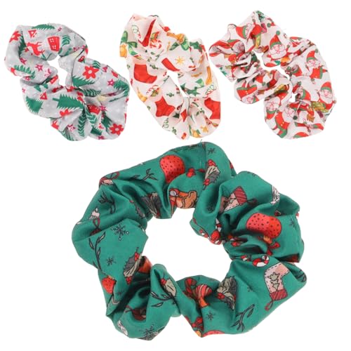Hemobllo 4 Stück Teiliges Weihnachts Haargummi Satin Haarring mit Glocken Elastisch und Vielseitig für Damen und Mädchen Festliches Haaraccessoire für Ponytail Party und Alltag von Hemobllo