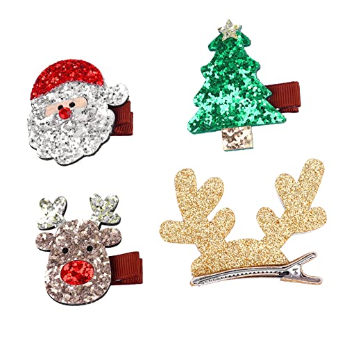 Hemobllo 4 Stück Teiliges Weihnachts Haarschmuck für Mädchen Glitzernde Haarspangen mit Pailletten Festliche Haarklammern für Party und Geburtstag Bequem und Leicht Anzubringen von Hemobllo