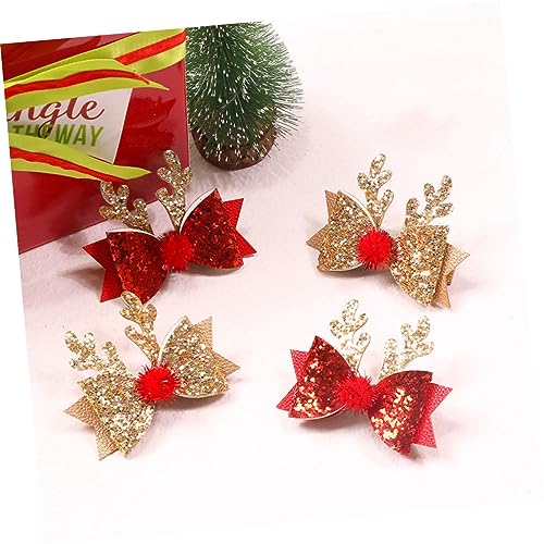 Hemobllo 4 Stück Teiliges Weihnachts Haarspangen für Mädchen Glitzernde Rentier Haarclips mit Schleifen Festlicher Haarschmuck für Weihnachtsfeiern und Geschenke Geeignet für Altersgruppen von Hemobllo