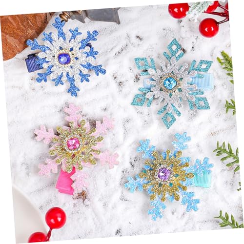 Hemobllo 4 Stück Teiliges Weihnachts Haarspangen mit Funkelnden Schneeflocken und Strasssteinen Süße und Praktische Haarclips für Mädchen für Festliche und Alltägliche Frisuren von Hemobllo