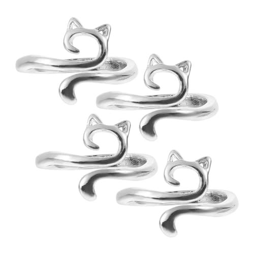 Hemobllo 4 Stück Verstellbare Damenringe mit Geometrischem Katzenmotiv Leichte Hautfreundliche Metallringe Filigrane Fingerringe für Frauen und Teenager Vielseitiges Schmuck Accessoire von Hemobllo