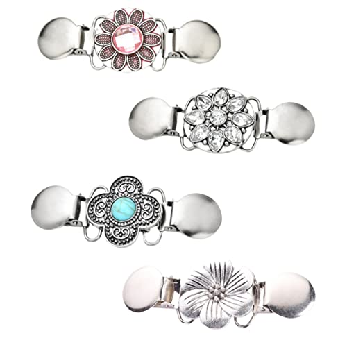 Hemobllo 4 Stück Vintage Sweater Shawl Clips Teiliges mit Rutschfestem Metallknopf Eleganter Blumenbrosche für Damen Stilvolle Cardigan Broschen zur Befestigung und Dekoration von von Hemobllo