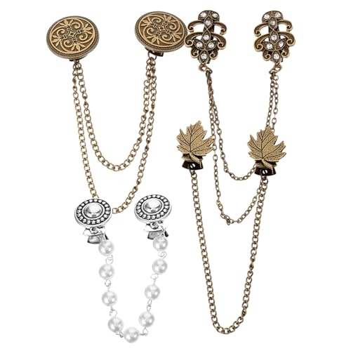 Hemobllo 4 Stück Vintage Teiliges Strickjacken Ketten aus Langlebiger Retro Broschen Clips für Damen Vielseitige Schal und Pullover Verschlüsse Geeignet für Kleider Shirts und Umhänge von Hemobllo