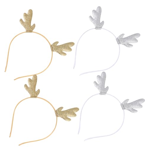 Hemobllo 4 Stück Weihnachts Haarreif mit Rentier Geweih Design Modischer Damen Stirnband Rutschfestes Glitzerndes Festtags Accessoire für Erwachsene für Party und Kostüm von Hemobllo