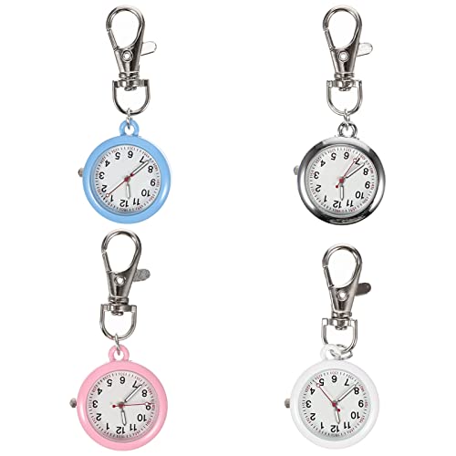 Hemobllo Betrachten 4 Stück Leuchtende Schwesternuhr Taschenuhren Schlüsselanhänger Uhr Schlüsselanhänger Uhr Mit Ansteckbrosche Pflegeuhr Anschauen Glas Kind von Hemobllo