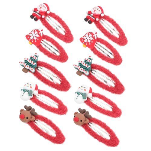 Hemobllo 5 Paare Weihnachts Haarklammern für Mädchen Süße Snap Haarspangen mit Glocken Weihnachtsmann Tannenbaum Rentier und Schneemann Festliche Haarschmuck Sets für Leicht zu Befestigen von Hemobllo