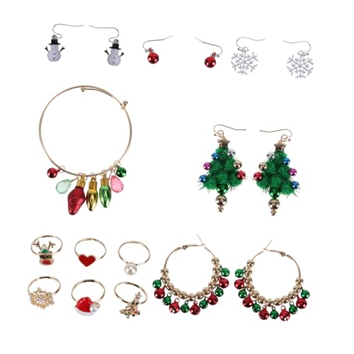 Hemobllo 5 Sätze Weihnachtsschmuck Teilig Ohrstecker Ringe Armbänder Modisch Komfortabel Damen Weihnachtsbaum Design Festlicher Schmuck für Besondere Anlässe von Hemobllo